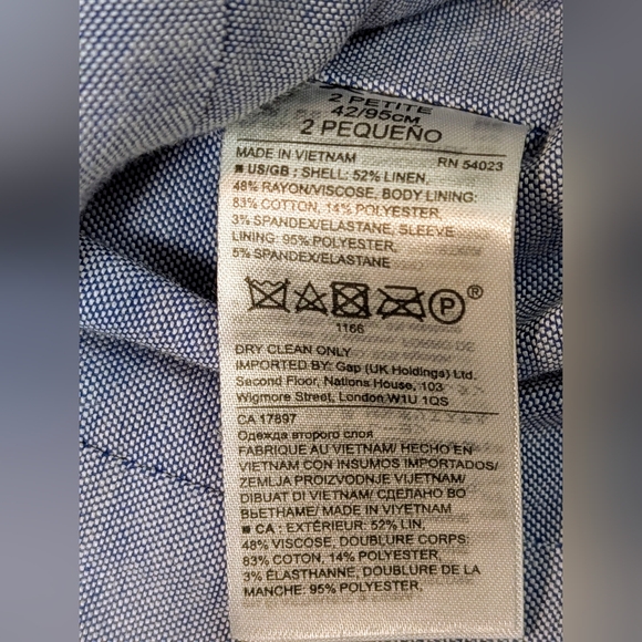 Banana Republic Linen Blend Plaid Blazer Size Petite 2 - Picture 8 of 11